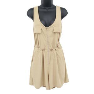 Zyia‎ Active Romper Womens S Beige Safari Sporty Modern Utility Resort Neutral